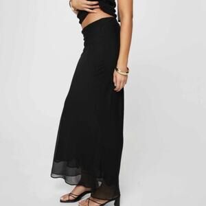 Lioness Australia Devon Long Maxi Skirt Licorice Black Chiffon semi sheer Sm NWT